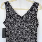 Alfani New Dot Print V-Neck Shark Bite Hem Tunic Tank Top Black White Photo 9