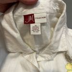 JM Collection Women's Floral Linen Embroidered Button-Up Shirt Size 12 Photo 3