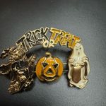 VINTAGE TRICK OR TREAT PUMPKIN, WITCH, AND GHOST BROOCH Orange Photo 0
