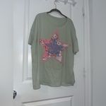 Source Unknown Layered Fabric Star Patchwork MintGreen Oversized T Shirt Y2K Indie Americana XL Photo 12