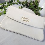 Vintage White One Snap Clutch Purse Bag Gold Photo 0