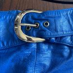 Vintage Elegant Blue Leather Mini Skirt with Lace Trim Size undefined Photo 1
