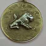14k real solid Gold Pendant with lion Engraved Design Photo 1