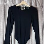 Bardot  Black Long Sleeve Black Lace Up Back Bodysuit Size Medium Photo 3