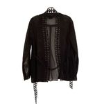 Elie Tahari  Black Fish Net Open Front Belted Cardigan Sz S Photo 1