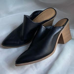 LC Lauren Conrad Embroidered Pointed Toe Black Mule Block Heels Shoes 8.5 Western Boho Work Chic Photo 0