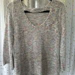 Loft Confetti Rainbow Knit Stocking Stitch Quarter Sleeve Side Slits Sweater M Photo 3