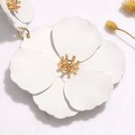 Flower Dangle Earrings Boho Layered Floral White Photo 5