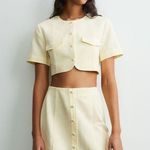 ZARA 🦙📦 linen blend mink skirt Medium Pale yellow Photo 0