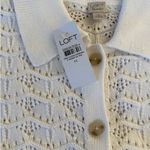 LOFT Beach Wide Leg Pants and Top Pointelle Size M White Size M Photo 3