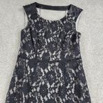 DKNY Jeans Lace Dress Womens 4 Black Faux Leather Trim Cotton Blend Sleeveless Photo 12