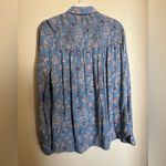 Veronica Beard ‎ Bohemian Floral Blouse Top Size 10 in Blue Cream Button Down Photo 4