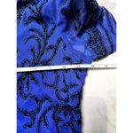 Sacada Blue Black Beaded Short Formal Dress with Sheer Sleeves and Embroidery Size 10 Photo 6
