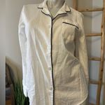 Petite Plume End On End Pajama Top Cotton Small White and Navy Photo 0