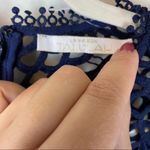 TALULAH La Mason Roseate Long Sleeve Cocktail Dress Teal Navy Blue Overlay Small Photo 3