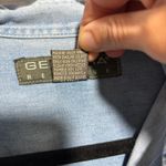 VTG Light Blue Denim Button Up Top Long Sleeve Retro Western Flap Pockets Boho L Size L Photo 7