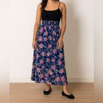 Cabane Saint Barth‎ Maxi Skirt Women's XS Navy Pink Floral Silk Blend Beach Blue Photo 1