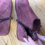 Minnetonka  Lacy Fringe Suede Burgundy Moccasin Booties Size 9 Photo 12