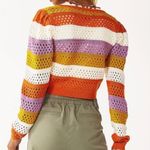 SO  Orange Purple White Yellow Stripe Cardigan Sweater Photo 1