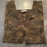 ZARA Women's Camouflage Skinny Jeans Green Size 4 Zip Pocket Detail Photo 3