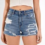 American Eagle  Mom Short Stretch Distressed High Rise Denim Jean Shorts Size 16 Photo 0