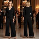 Adrianna Papell  Draped Cascading Jumpsuit Black Draped Size 6 Cocktail Classic Photo 2