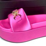 Versace Pink Medusa Biggie Platform Sandals Pink Paradise Size 38 EU NEW Silk Photo 2