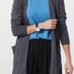 Universal Standard  Long Line Knee Length Open Cardigan Sweater Size 2XS Gray Photo 0