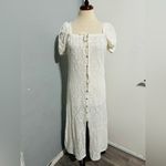 ZARA  Oyster White Jacquard Knit Squared Neck Summer Boho Midi Lined Dress Sz S Photo 5