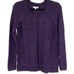 Sonoma V NECK LATTICE DESIGN PURPLE SWEATER SMALL Photo 0