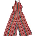 Alice + Olivia Lucie Striped Cropped Wide Leg Halter Jumpsuit - Red Multi - 2 Photo 6