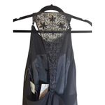 Carmen Marc Valvo  Black Beaded Lace Neck Halter Dress NWT Size 6 Photo 4