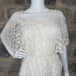 Derek Heart  Top Sheer Lace Peplum Hem White Flutter Sleeve Woman's‎ Size Medium Photo 0