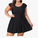 Smismivo Plus Size One Piece Built in Shorts Tummy Control Swimdress Brown Photo 4