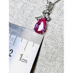 Sterling Silver Pink Lab Sapphire October Birthstone Drop Pendant Necklace NWOT Photo 7