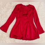 House Of CB NWOT  Sacha Red Bell Long Sleeves Satin Mini Dress sz L Photo 4