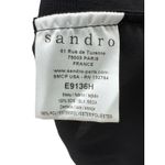 Sandro Paris Black Silk Lace Panel Blouse Small Long Sleeve Pleated Back Photo 4