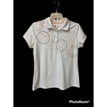IZOD  Perform Xtreme function golf cool-fx polo Sz M Retro Circles Orange Brown Photo 1