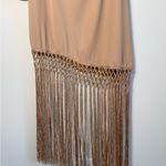 Lulus Lulu’s Love at Dusk Tan One-Shoulder Asymmetrical Fringe Midi Dress Medium NWT Photo 5
