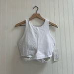 Athleta Conscious Cut Out Crop D-DD Tank Top Sports Bra in White Size L NWT Photo 3