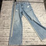 EUC Pilcro Classic Blue Distressed Women's Wide Leg Jeans Size 32 Tall Photo 13