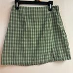 Princess Polly Women’s Green Plaid Checkered Gingham Slit Skirt size 2 Photo 1