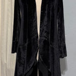 90s Black Velvet Duster Goth Cardigan Waterfall Sheer Hem Open Front Women S Photo 0