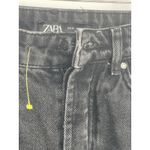 ZARA   Mom‎ Jeans Size 0 Black Faded High Rise Tapered Barrel Leg Pleated Q0004 Photo 2