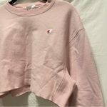 Champion XS Pink/Beige Reverse Weave Cropped Cut-Off Crew Photo 7