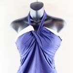 Anne cole Two Piece Twist Front Halter Tankini Skirt Bikini Set Blue M / L Photo 4