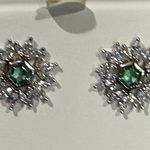 Bomb Party Earrings Womens Lime Ombre Crystal Rhodium Floral Stud Sparkle NEW Green Photo 3