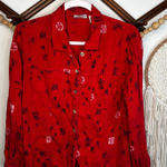 Chico's Vintage  Linen Oriental Pattern Button Down Top Photo 0