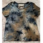 Vocal  Tie Dye Rhinestone Top Criss Cross Back‎ Short Sleeve T-Shirt Size Large Photo 1
