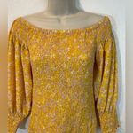SEED Heritage Women's Yellow Floral Smocked Off The Shoulder Dress Sz 12 Orange Photo 4